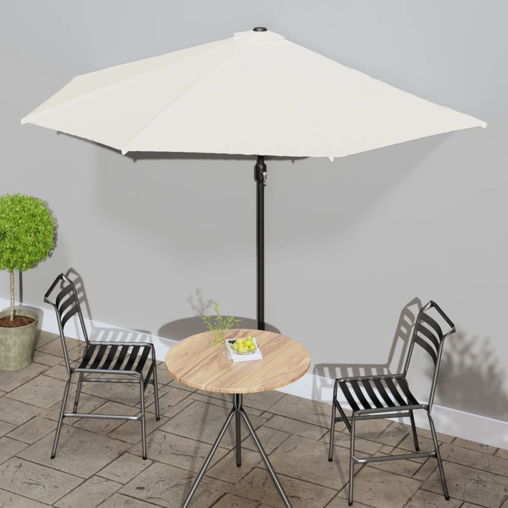Balkonparasol half met aluminium paal 300x155 cm zandkleurig is nu te koop bij PeponiXL, paradijselijk wonen!