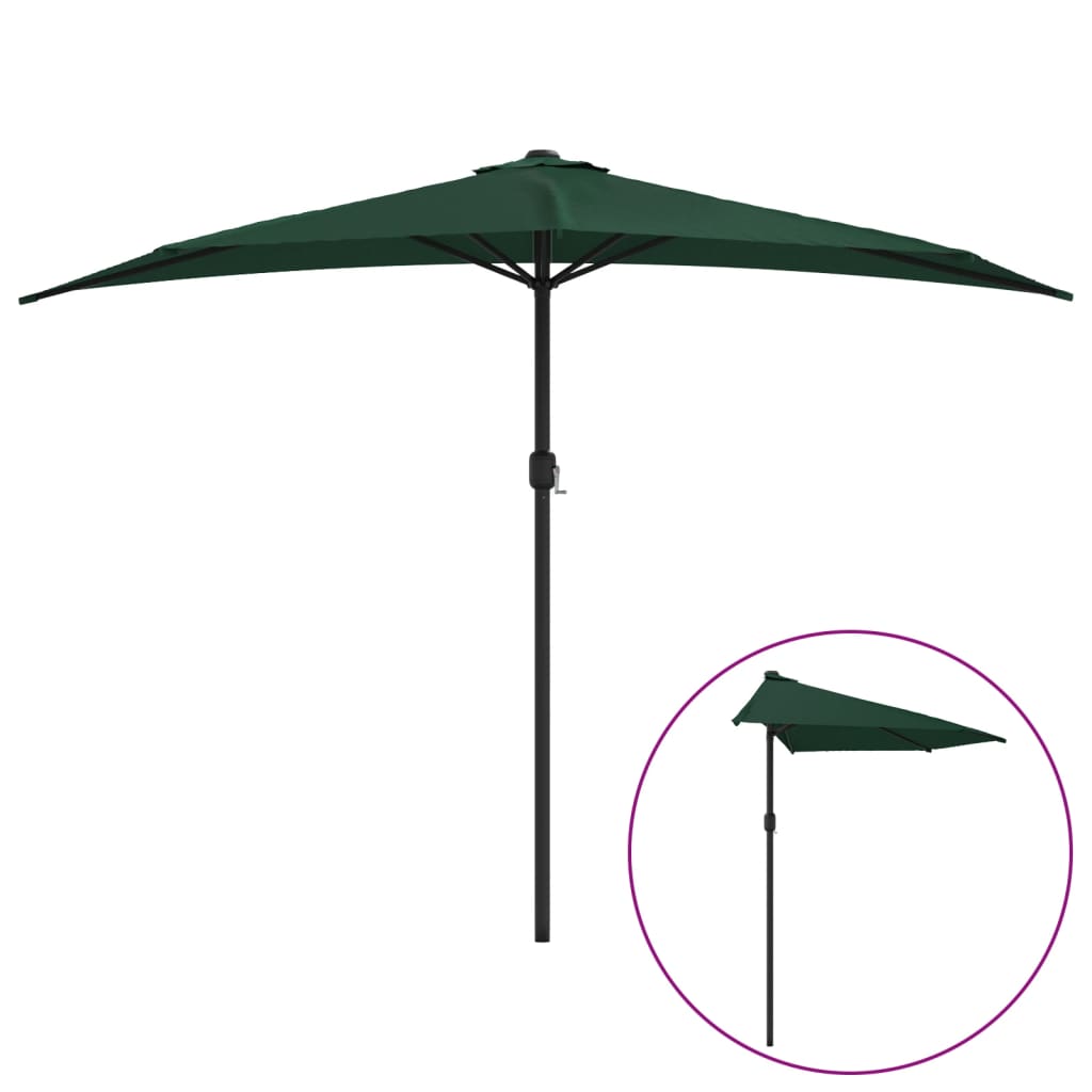Balkonparasol half met aluminium paal 300x155 cm groen is nu te koop bij PeponiXL, paradijselijk wonen!