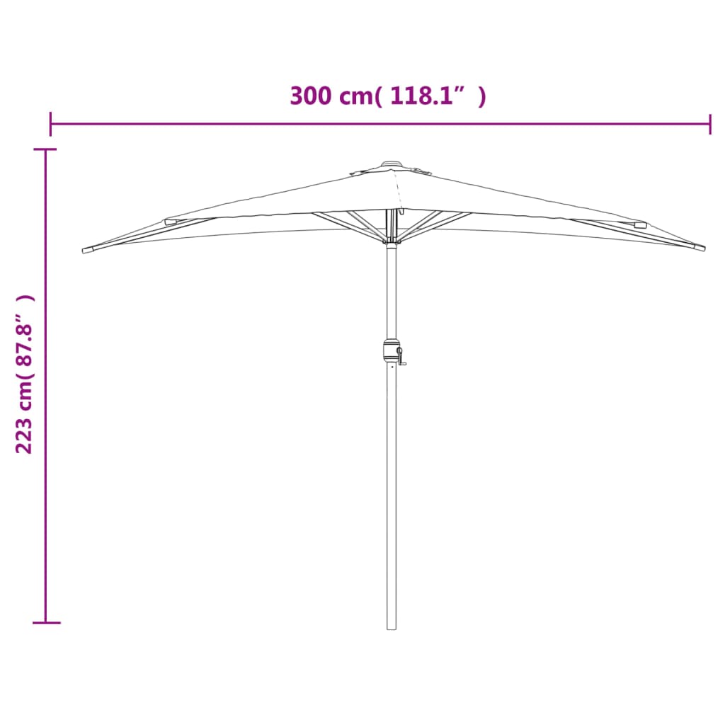 Balkonparasol half met aluminium paal 300x155 cm groen is nu te koop bij PeponiXL, paradijselijk wonen!