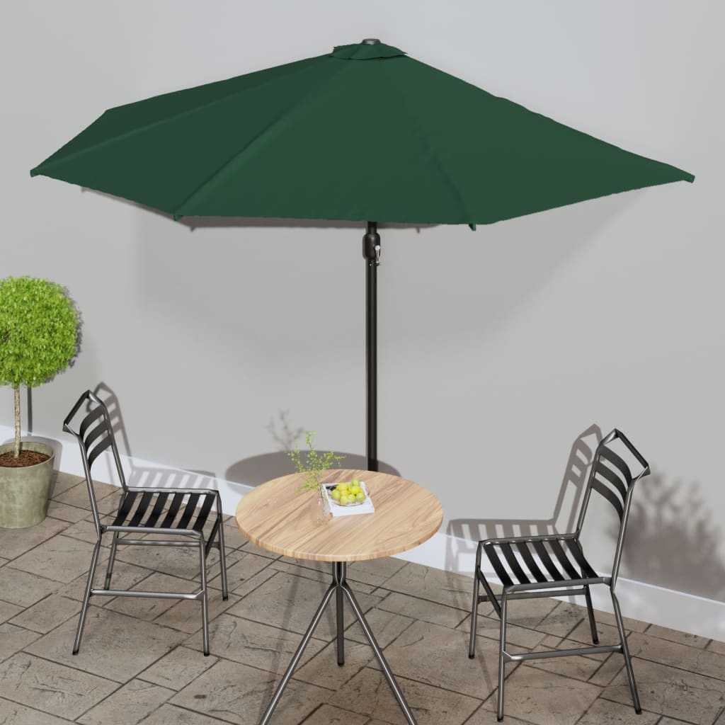Balkonparasol half met aluminium paal 300x155 cm groen is nu te koop bij PeponiXL, paradijselijk wonen!