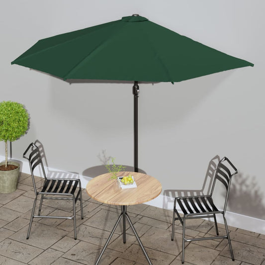 Balkonparasol half met aluminium paal 300x155 cm groen is nu te koop bij PeponiXL, paradijselijk wonen!