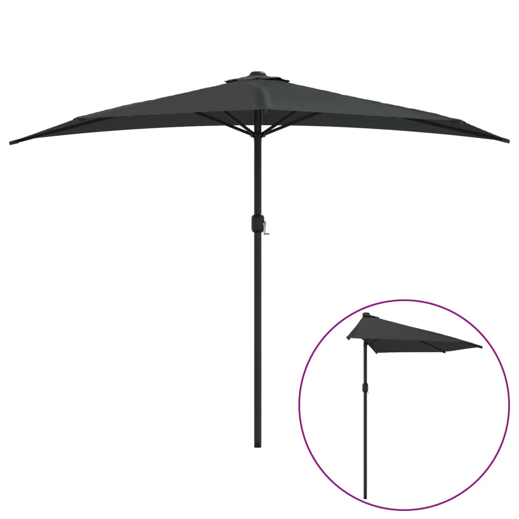 Balkonparasol half met aluminium paal 300x155 cm antraciet is nu te koop bij PeponiXL, paradijselijk wonen!