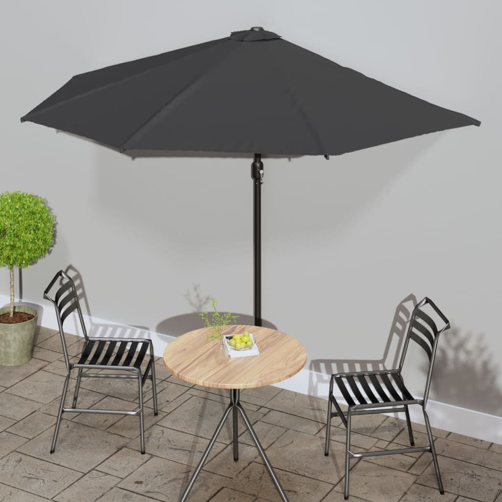 Balkonparasol half met aluminium paal 300x155 cm antraciet is nu te koop bij PeponiXL, paradijselijk wonen!