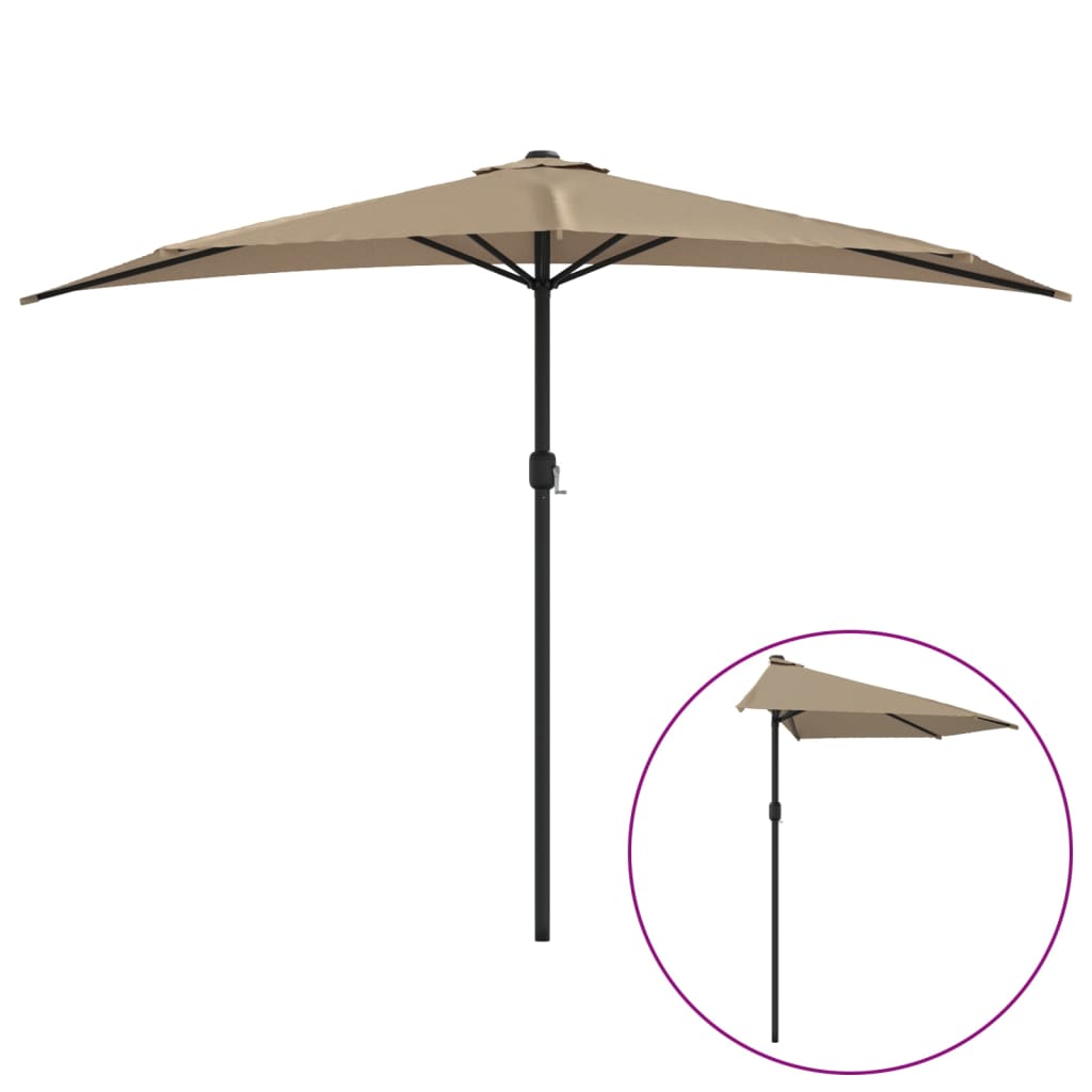 Balkonparasol half met aluminium paal 300x155 cm taupe is nu te koop bij PeponiXL, paradijselijk wonen!
