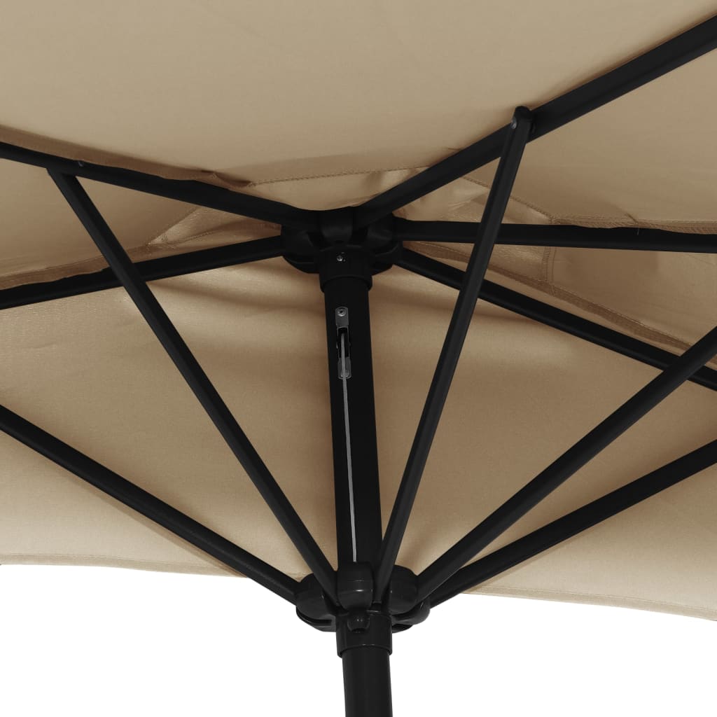 Balkonparasol half met aluminium paal 300x155 cm taupe is nu te koop bij PeponiXL, paradijselijk wonen!