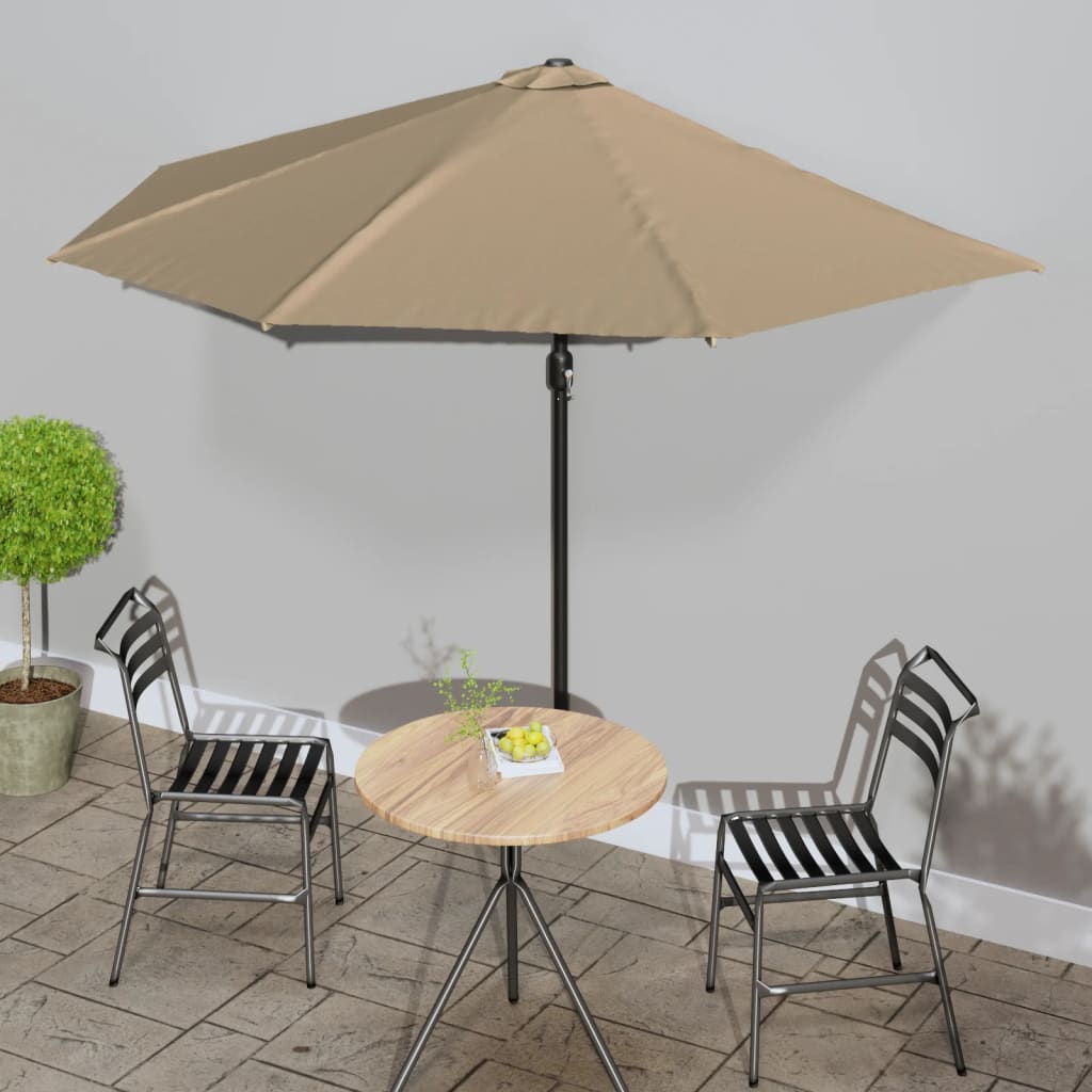 Balkonparasol half met aluminium paal 300x155 cm taupe is nu te koop bij PeponiXL, paradijselijk wonen!