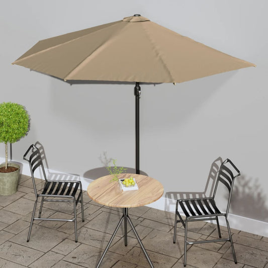 Balkonparasol half met aluminium paal 300x155 cm taupe is nu te koop bij PeponiXL, paradijselijk wonen!