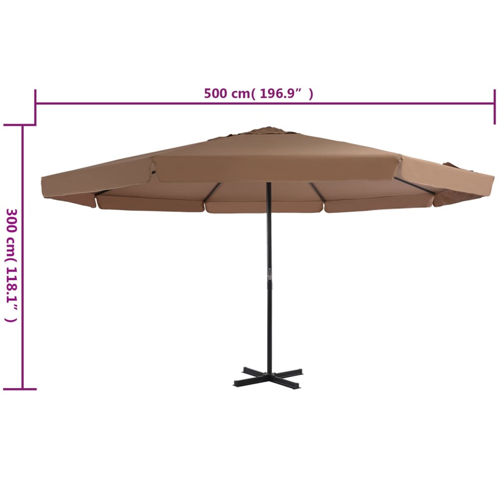 Parasol met aluminium paal 500 cm taupe is nu te koop bij PeponiXL, paradijselijk wonen!