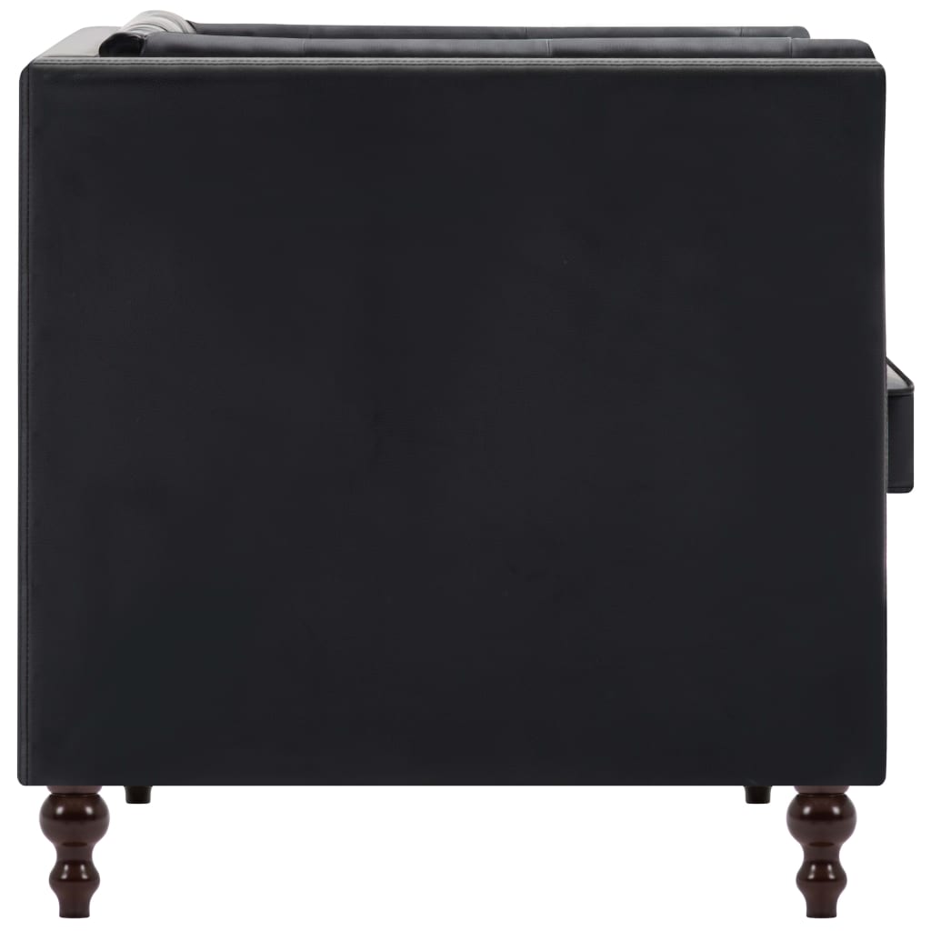 Tweezitsbank Chesterfield-stijl kunstleren bekleding zwart is nu te koop bij PeponiXL, paradijselijk wonen!