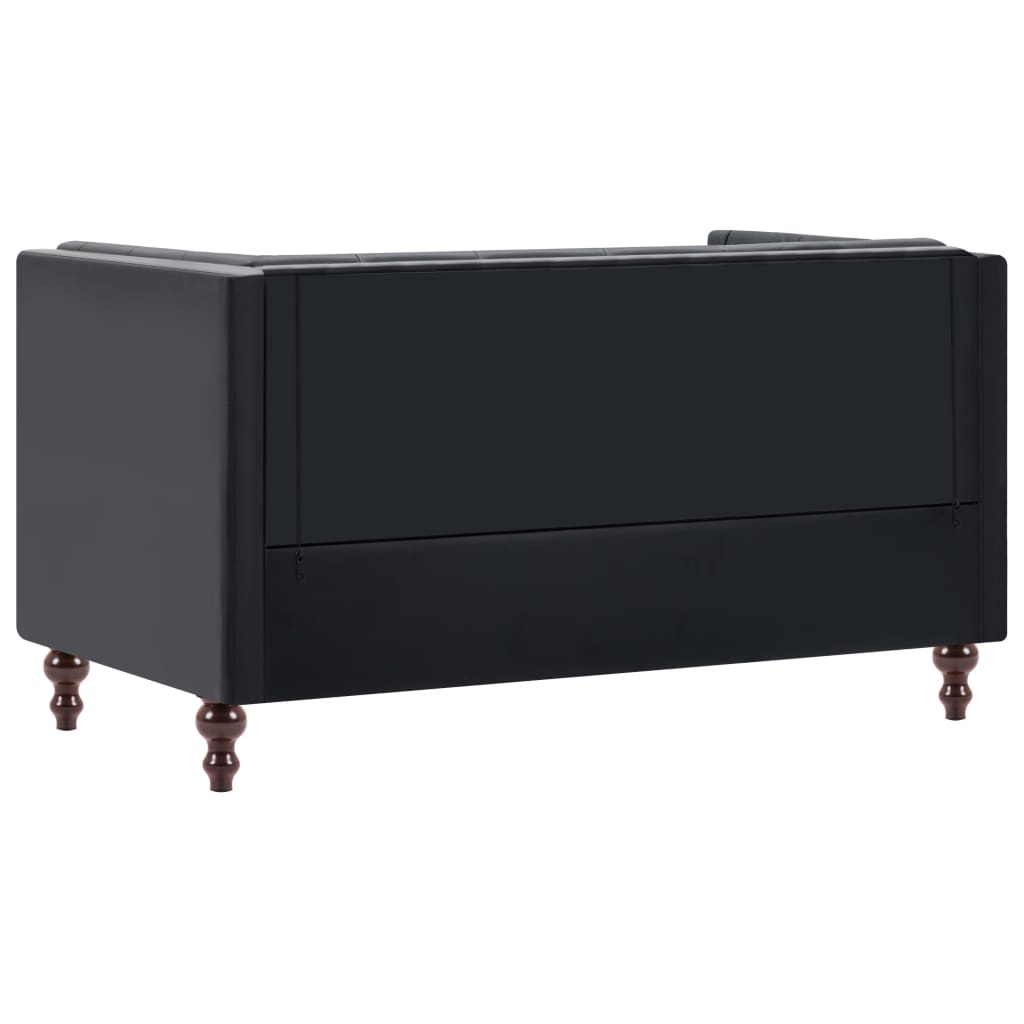 Tweezitsbank Chesterfield-stijl kunstleren bekleding zwart is nu te koop bij PeponiXL, paradijselijk wonen!