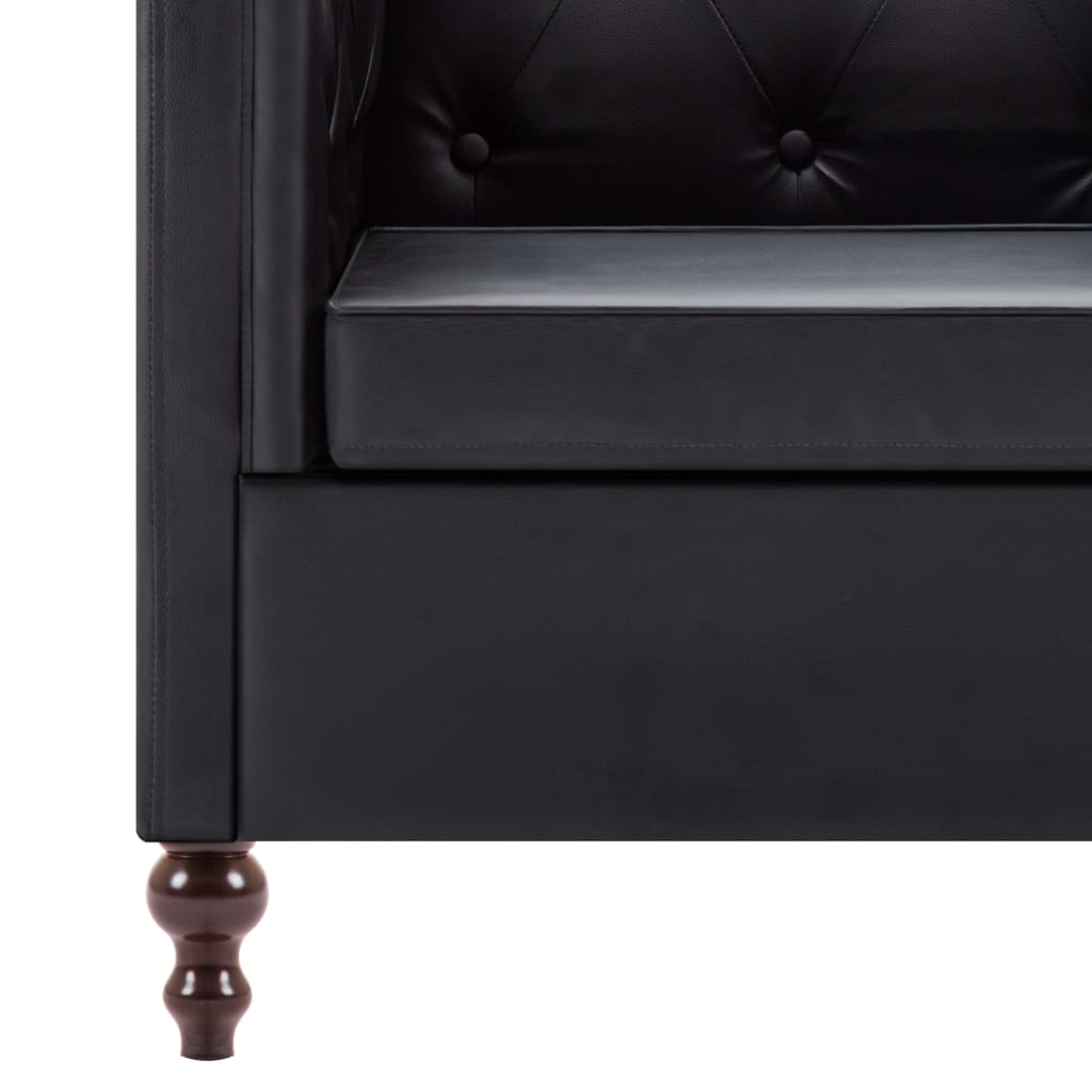 Tweezitsbank Chesterfield-stijl kunstleren bekleding zwart is nu te koop bij PeponiXL, paradijselijk wonen!