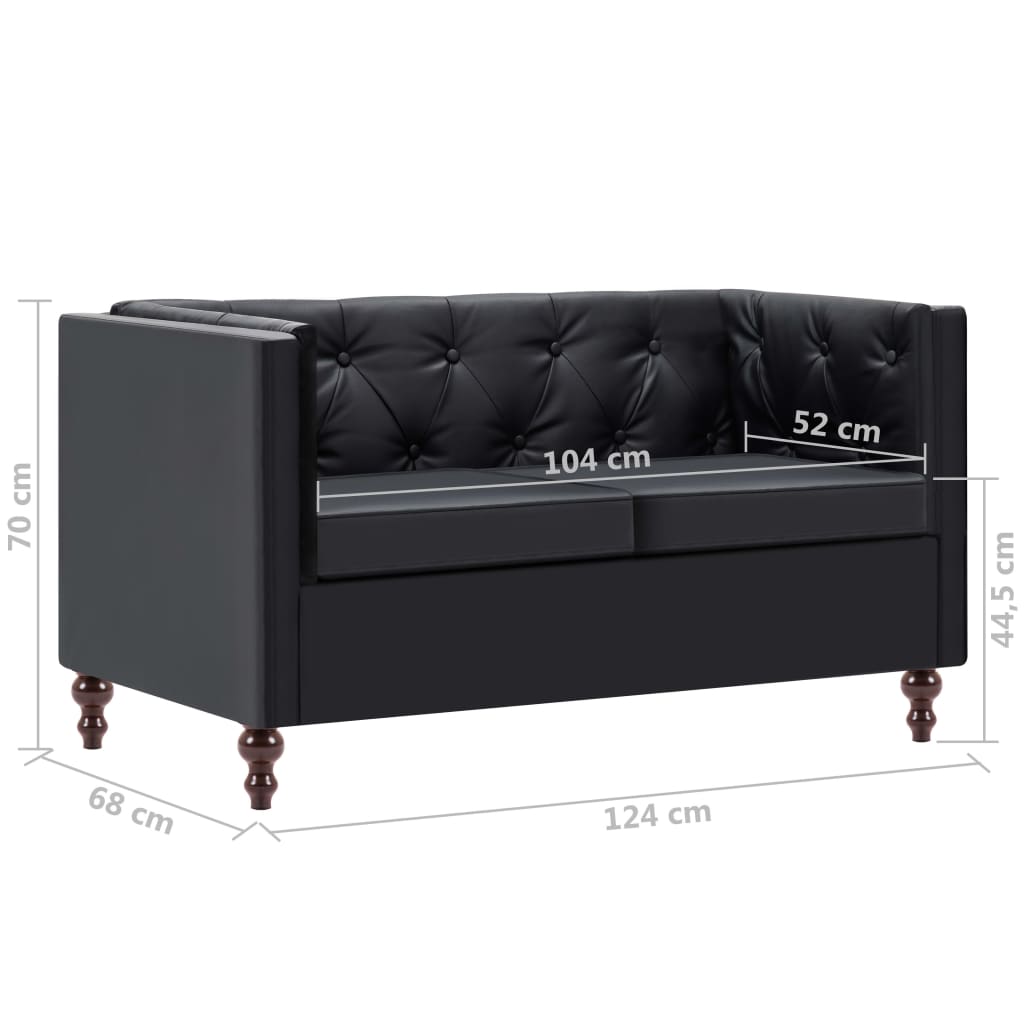 Tweezitsbank Chesterfield-stijl kunstleren bekleding zwart is nu te koop bij PeponiXL, paradijselijk wonen!