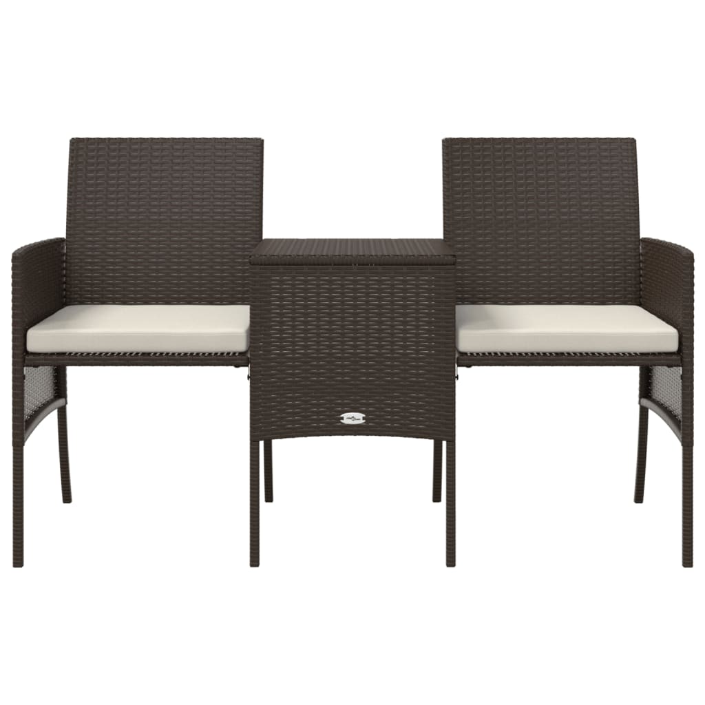 Tuinbank met tafeltje en krukken tweezits poly rattan bruin is nu te koop bij PeponiXL, paradijselijk wonen!