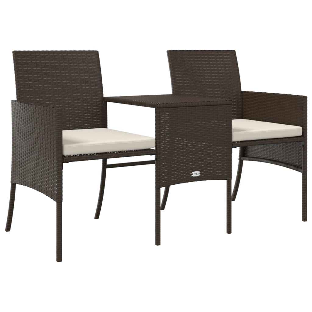 Tuinbank met tafeltje en krukken tweezits poly rattan bruin is nu te koop bij PeponiXL, paradijselijk wonen!