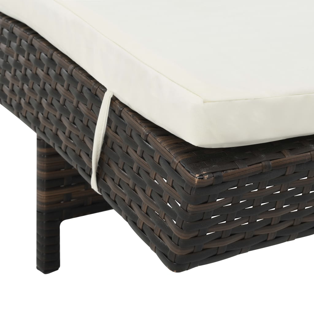 Ligbed met wielen en kussen poly rattan bruin is nu te koop bij PeponiXL, paradijselijk wonen!