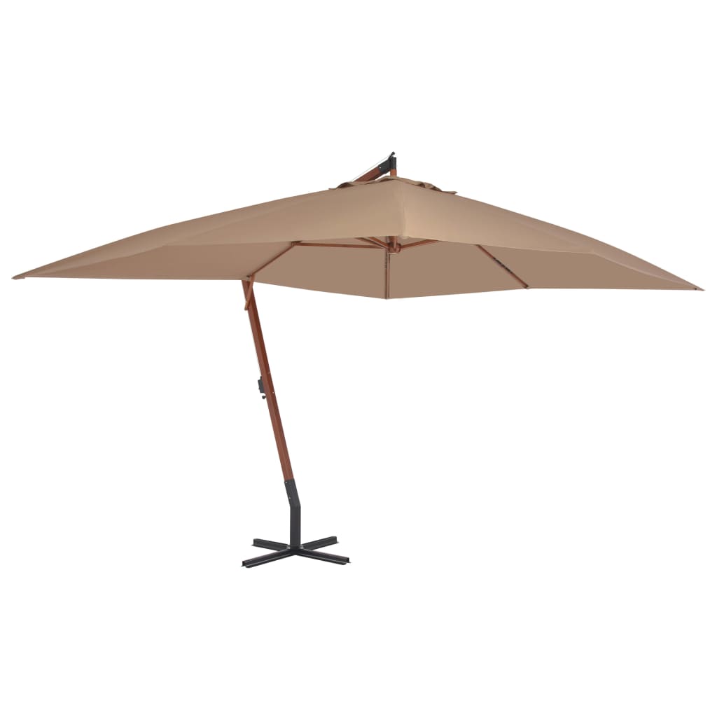 Zweefparasol met houten paal 400x300 cm taupe is nu te koop bij PeponiXL, paradijselijk wonen!