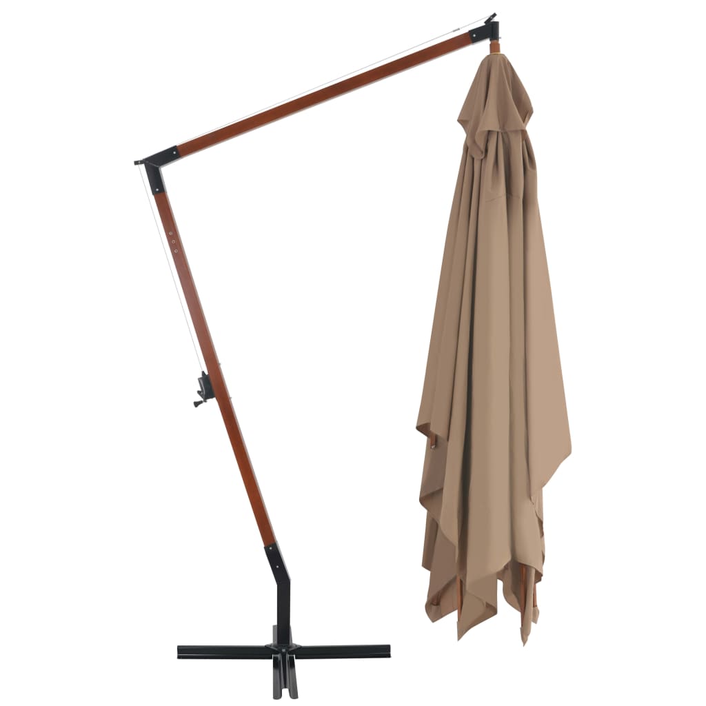 Zweefparasol met houten paal 400x300 cm taupe is nu te koop bij PeponiXL, paradijselijk wonen!