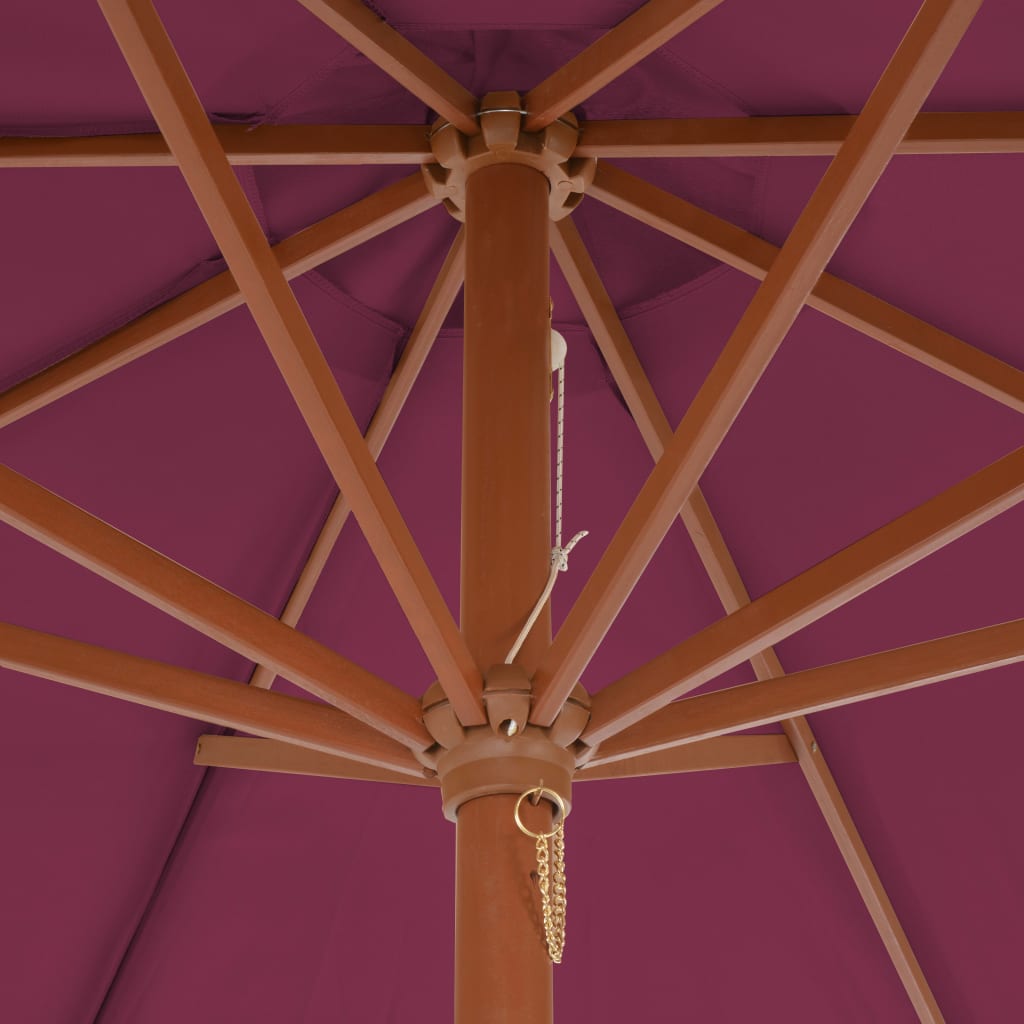 Parasol met houten paal 300 cm bordeauxrood is nu te koop bij PeponiXL, paradijselijk wonen!