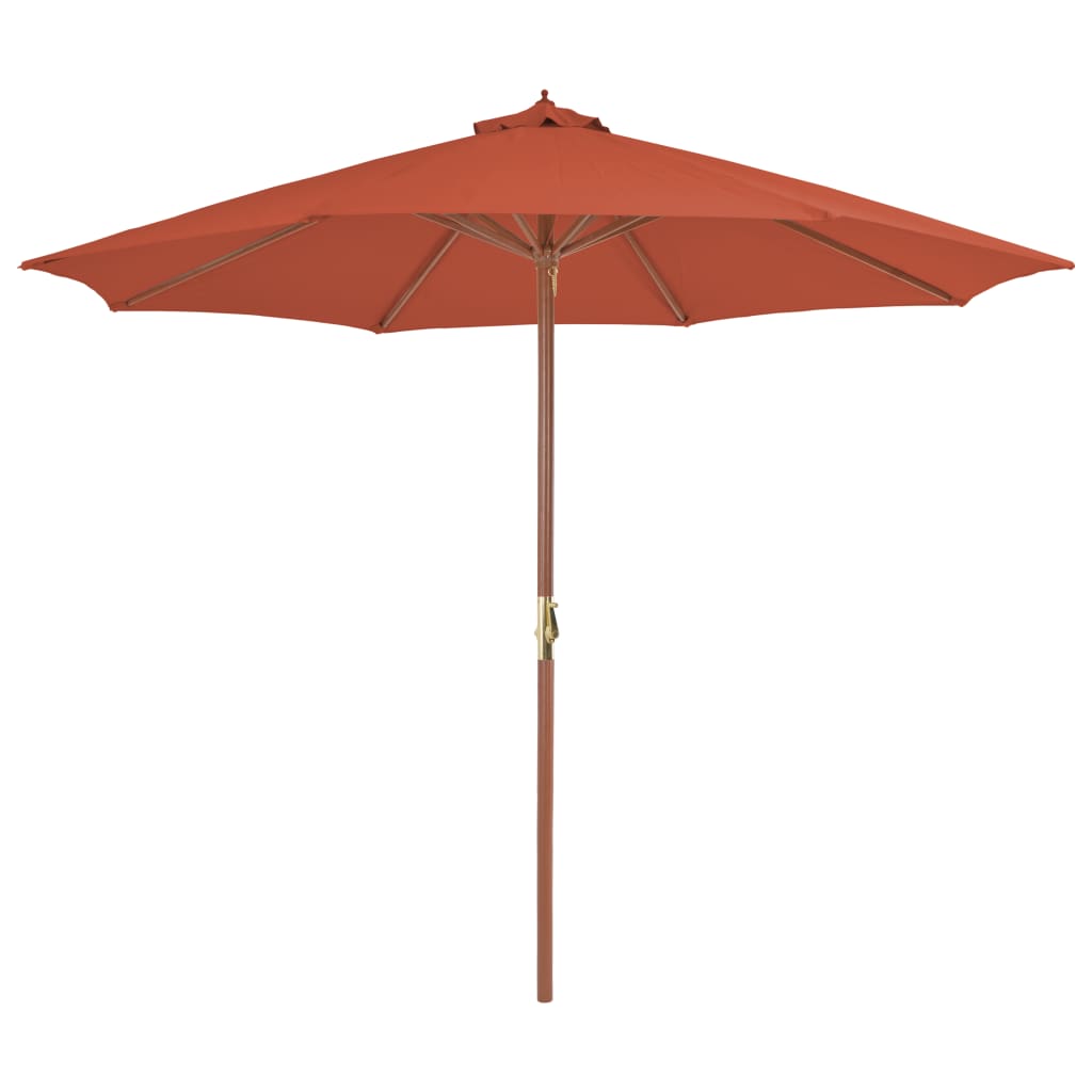Parasol met houten paal 300 cm terracotta is nu te koop bij PeponiXL, paradijselijk wonen!