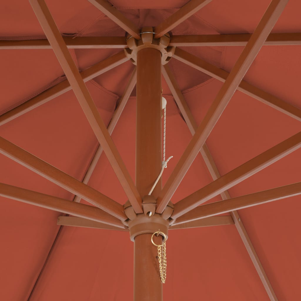 Parasol met houten paal 300 cm terracotta is nu te koop bij PeponiXL, paradijselijk wonen!