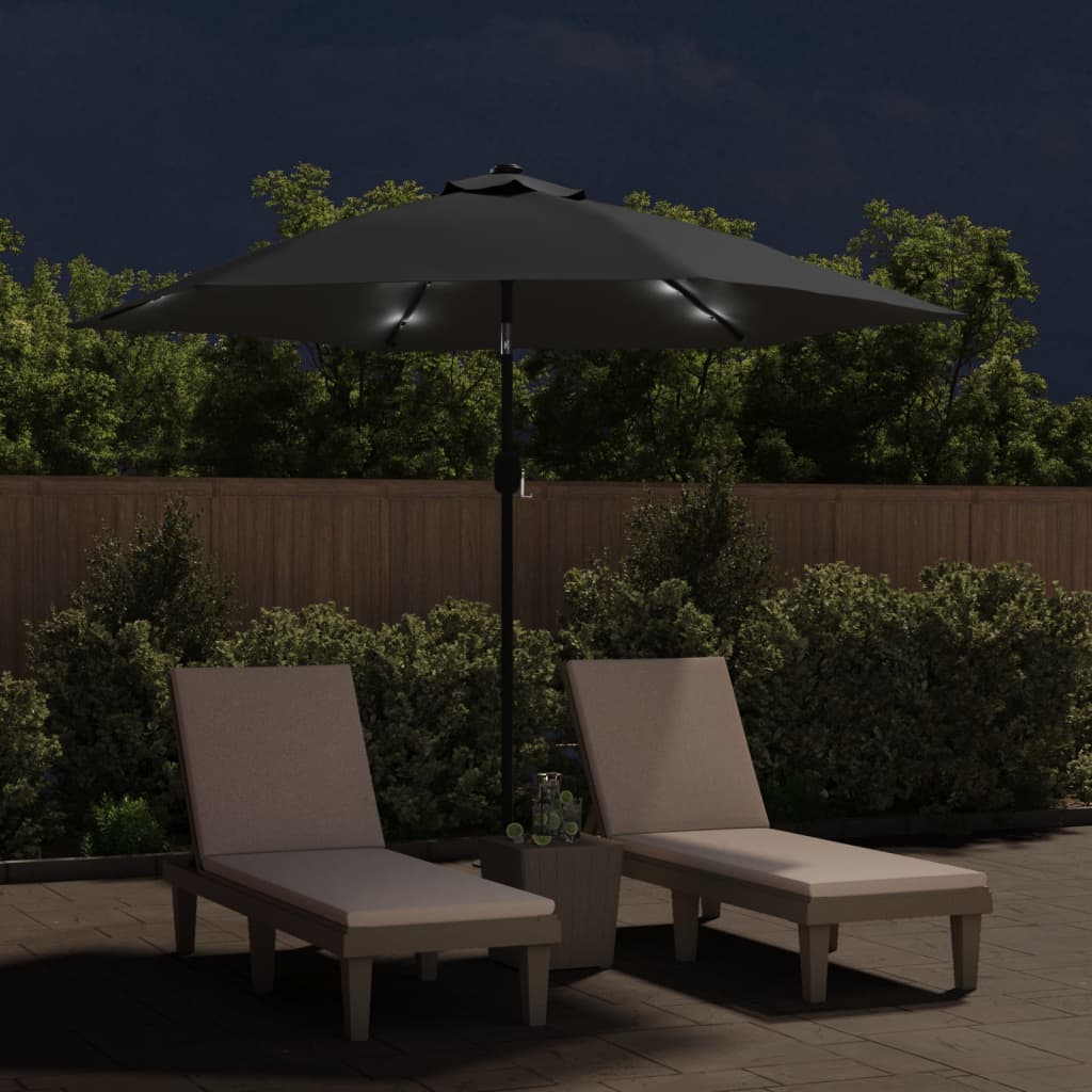 Parasol met LED-verlichting en stalen paal 300 cm antraciet is nu te koop bij PeponiXL, paradijselijk wonen!