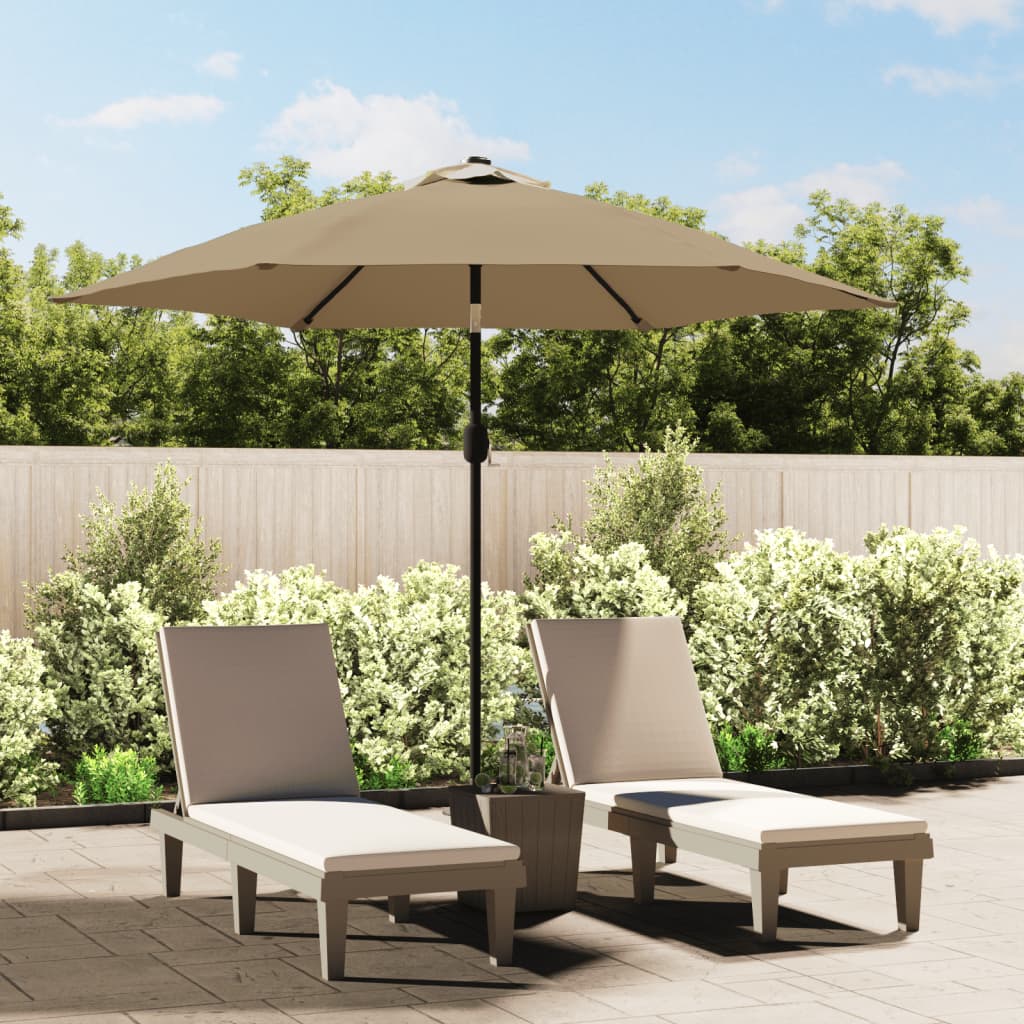 Parasol met LED-verlichting en stalen paal 300 cm taupe is nu te koop bij PeponiXL, paradijselijk wonen!