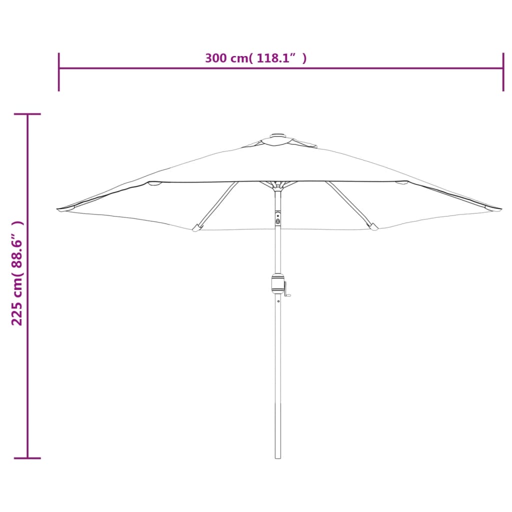 Parasol met LED-verlichting en stalen paal 300 cm taupe is nu te koop bij PeponiXL, paradijselijk wonen!