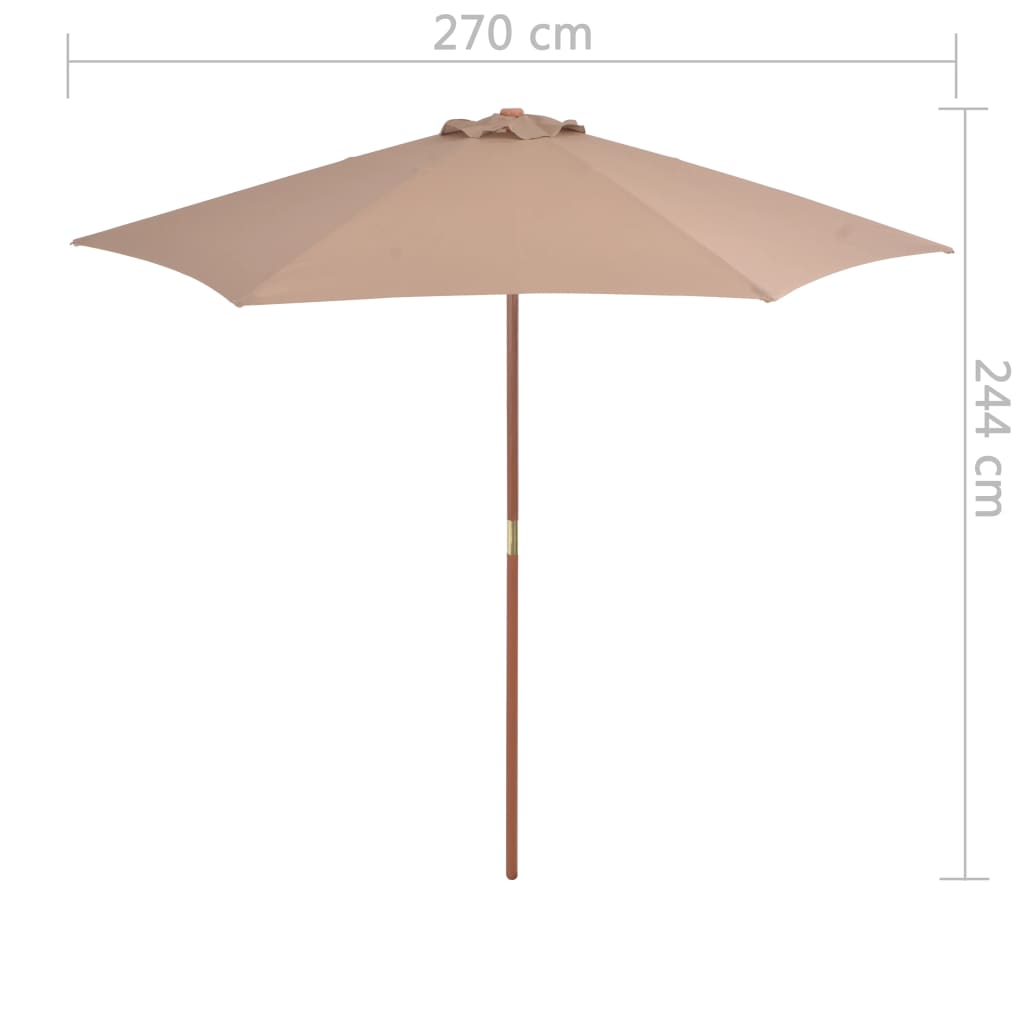Parasol met houten paal 270 cm taupe is nu te koop bij PeponiXL, paradijselijk wonen!