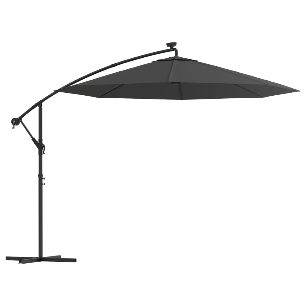 Zweefparasol met LED-verlichting stalen paal 300 cm antraciet is nu te koop bij PeponiXL, paradijselijk wonen!