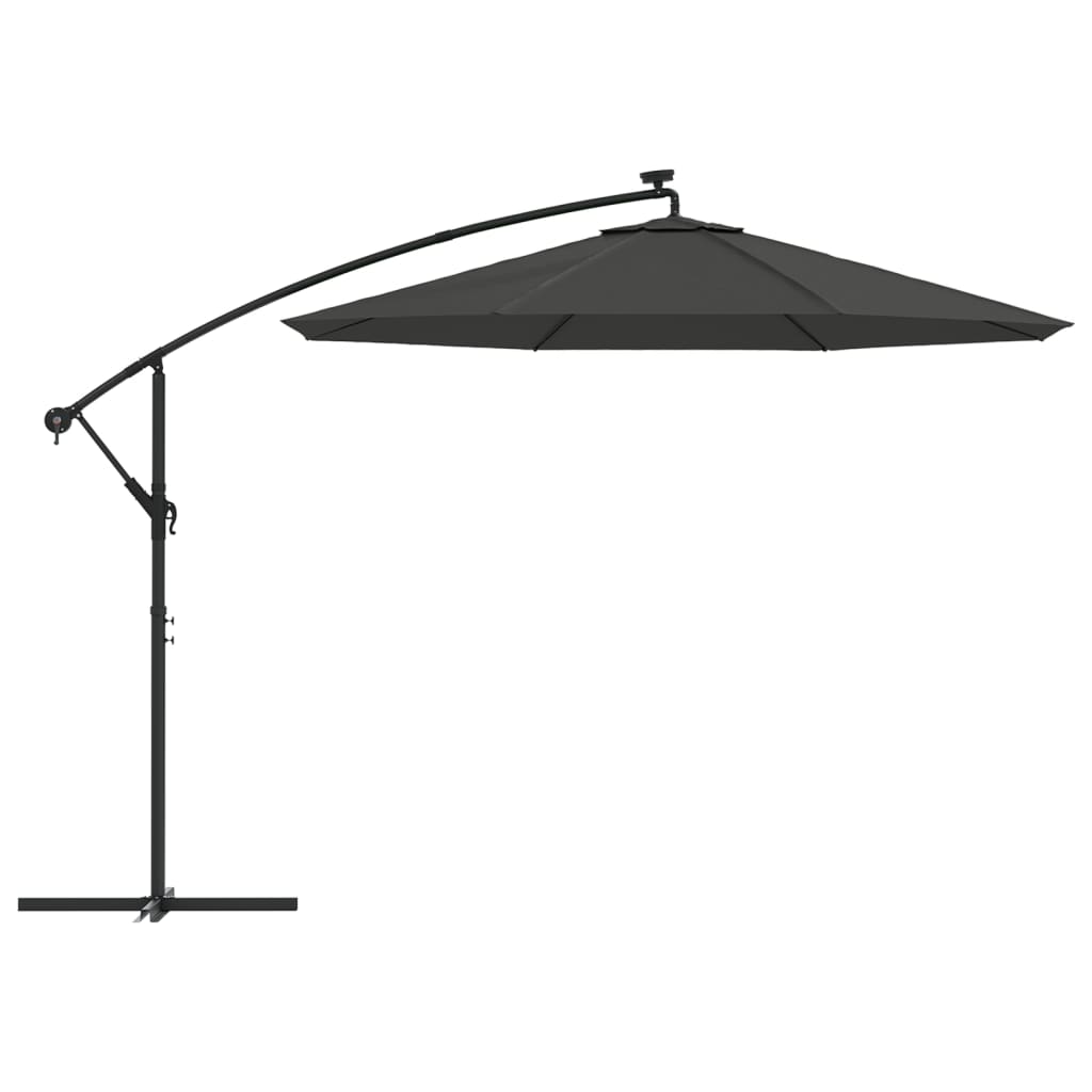 Zweefparasol met LED-verlichting stalen paal 300 cm antraciet is nu te koop bij PeponiXL, paradijselijk wonen!