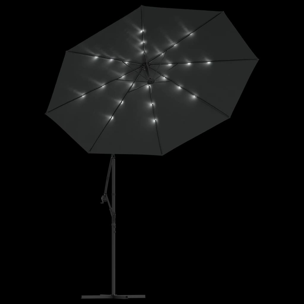 Zweefparasol met LED-verlichting stalen paal 300 cm antraciet is nu te koop bij PeponiXL, paradijselijk wonen!