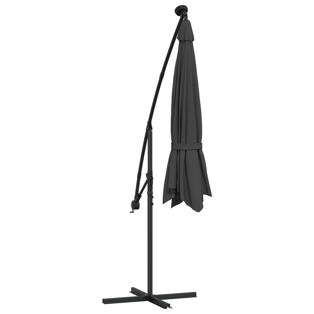 Zweefparasol met LED-verlichting stalen paal 300 cm antraciet is nu te koop bij PeponiXL, paradijselijk wonen!