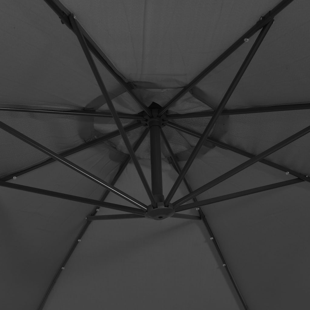 Zweefparasol met LED-verlichting stalen paal 300 cm antraciet is nu te koop bij PeponiXL, paradijselijk wonen!