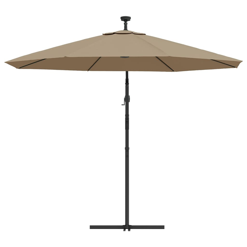 Zweefparasol met LED-verlichting stalen paal 300 cm taupe is nu te koop bij PeponiXL, paradijselijk wonen!