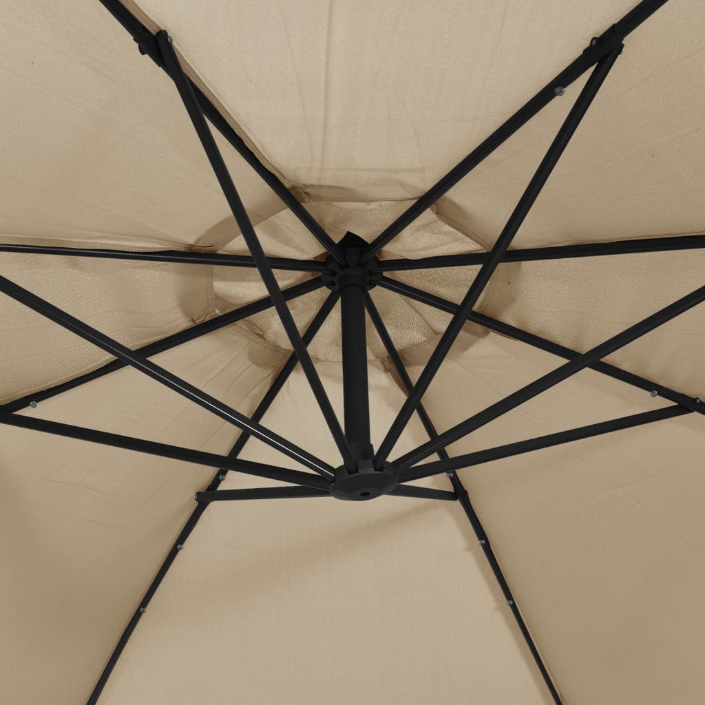 Zweefparasol met LED-verlichting stalen paal 300 cm taupe is nu te koop bij PeponiXL, paradijselijk wonen!