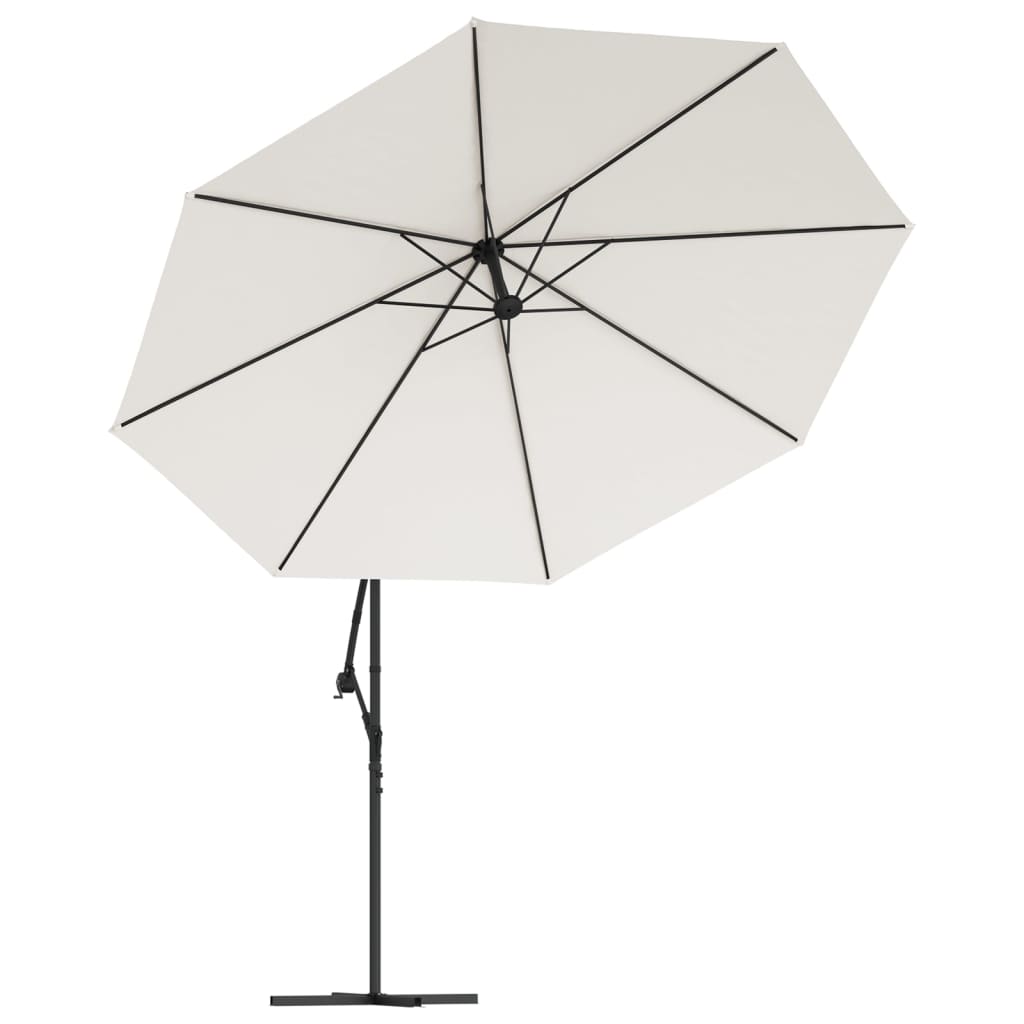 Zweefparasol met LED-verlichting en metalen paal 350 cm zand is nu te koop bij PeponiXL, paradijselijk wonen!