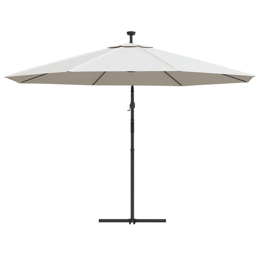 Zweefparasol met LED-verlichting en metalen paal 350 cm zand is nu te koop bij PeponiXL, paradijselijk wonen!