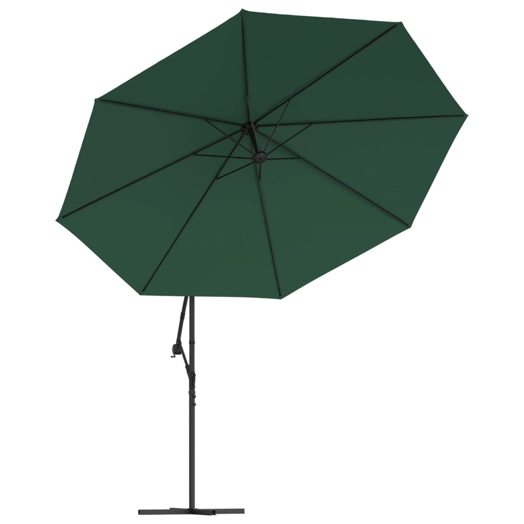 Zweefparasol met LED-verlichting en metalen paal 350 cm groen is nu te koop bij PeponiXL, paradijselijk wonen!