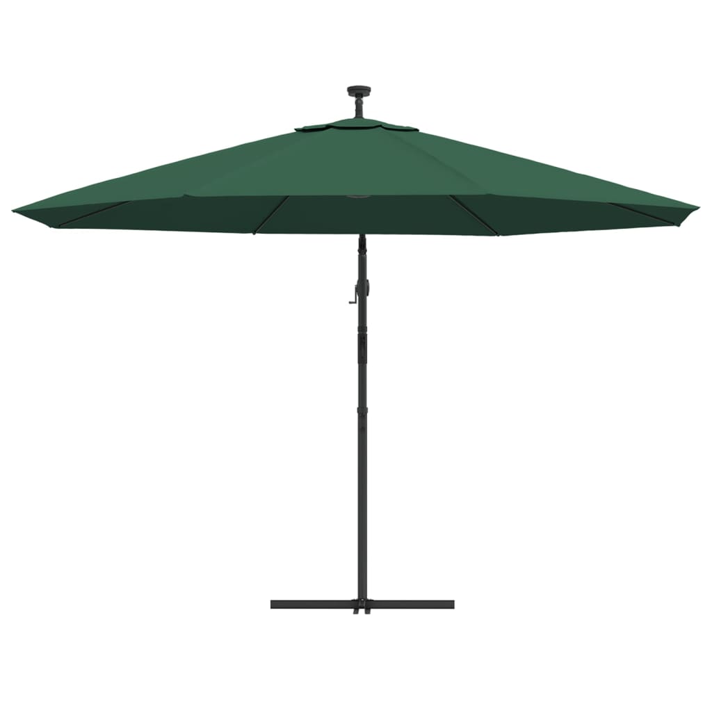 Zweefparasol met LED-verlichting en metalen paal 350 cm groen is nu te koop bij PeponiXL, paradijselijk wonen!