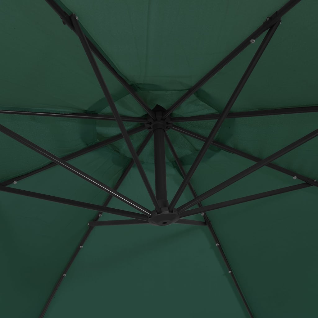 Zweefparasol met LED-verlichting en metalen paal 350 cm groen is nu te koop bij PeponiXL, paradijselijk wonen!