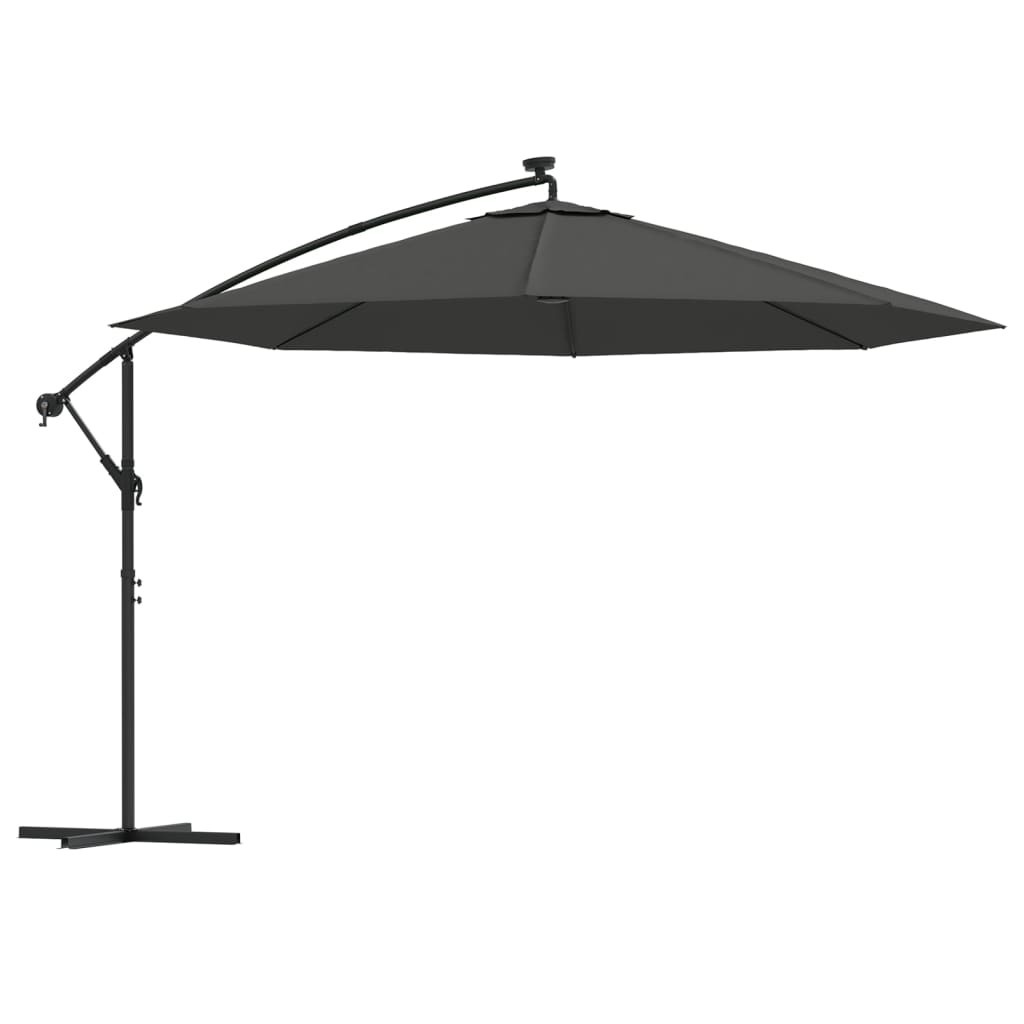 Zweefparasol met LED-verlichting metalen paal 350 cm antraciet is nu te koop bij PeponiXL, paradijselijk wonen!