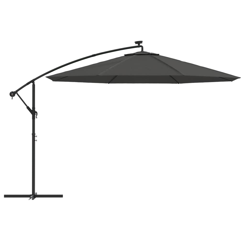Zweefparasol met LED-verlichting metalen paal 350 cm antraciet is nu te koop bij PeponiXL, paradijselijk wonen!