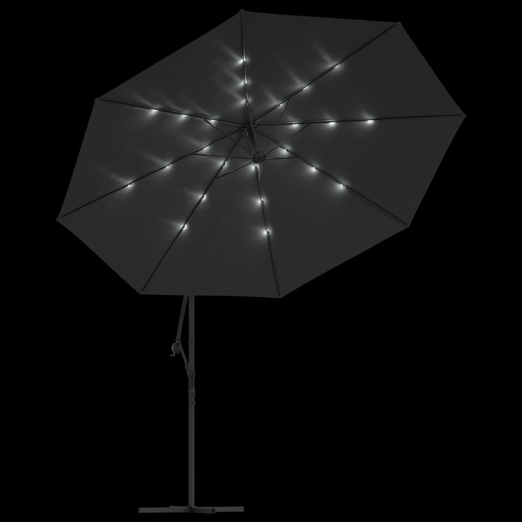 Zweefparasol met LED-verlichting metalen paal 350 cm antraciet is nu te koop bij PeponiXL, paradijselijk wonen!