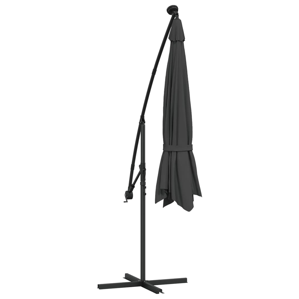 Zweefparasol met LED-verlichting metalen paal 350 cm antraciet is nu te koop bij PeponiXL, paradijselijk wonen!