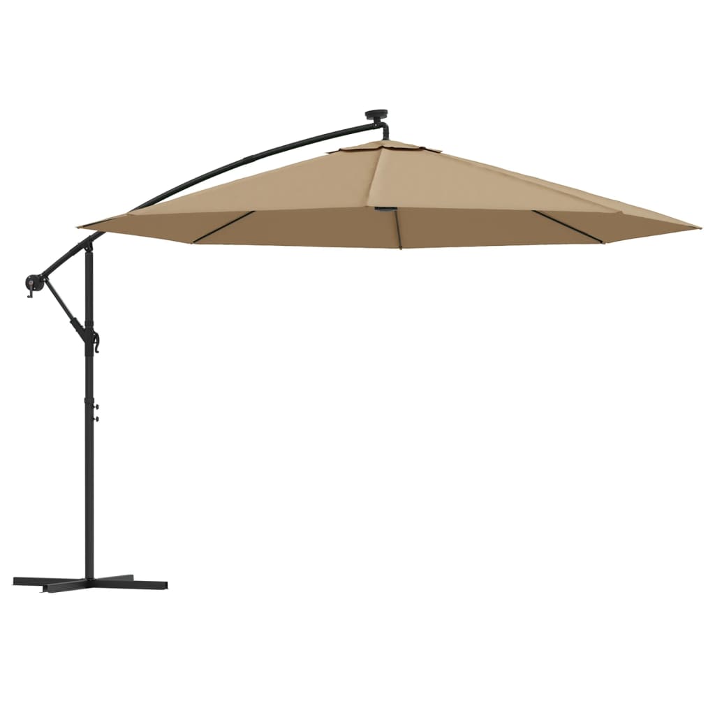 Zweefparasol met LED-verlichting en metalen paal 350 cm taupe is nu te koop bij PeponiXL, paradijselijk wonen!