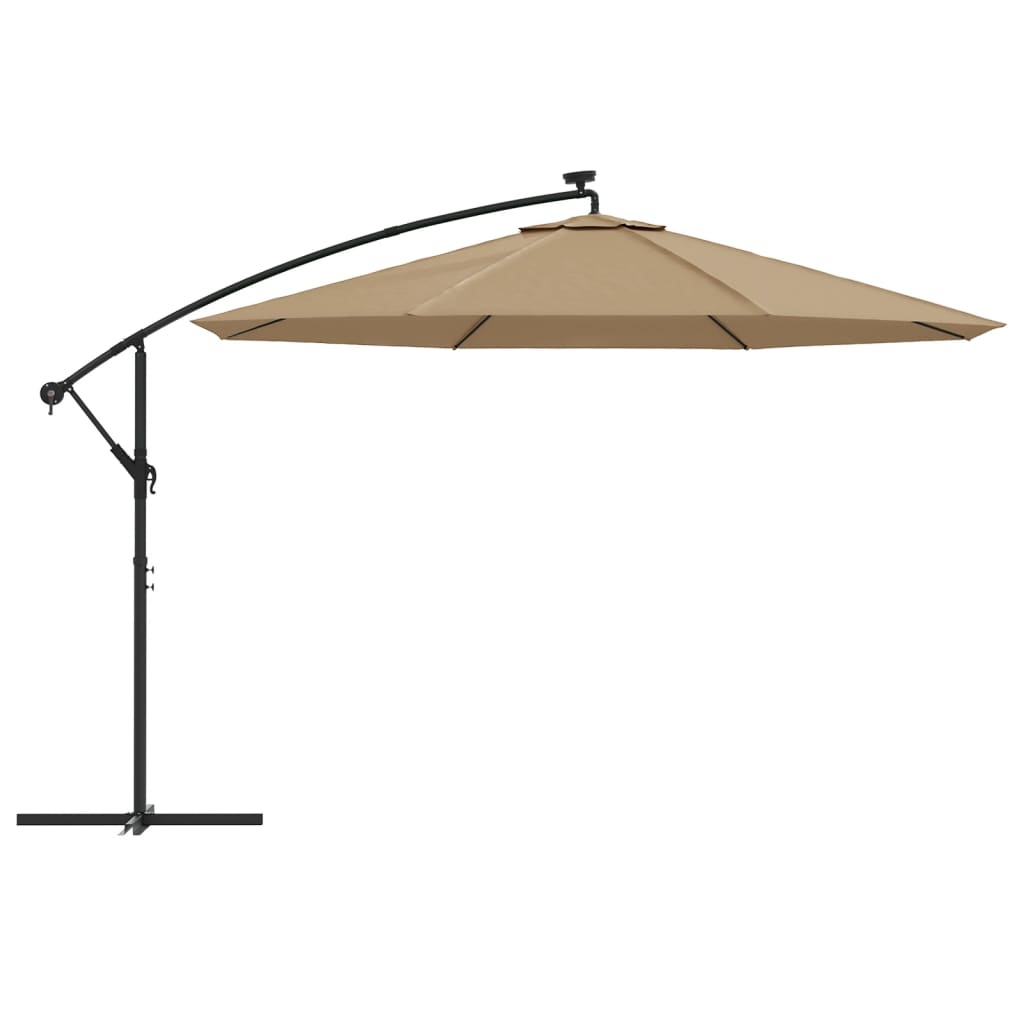 Zweefparasol met LED-verlichting en metalen paal 350 cm taupe is nu te koop bij PeponiXL, paradijselijk wonen!
