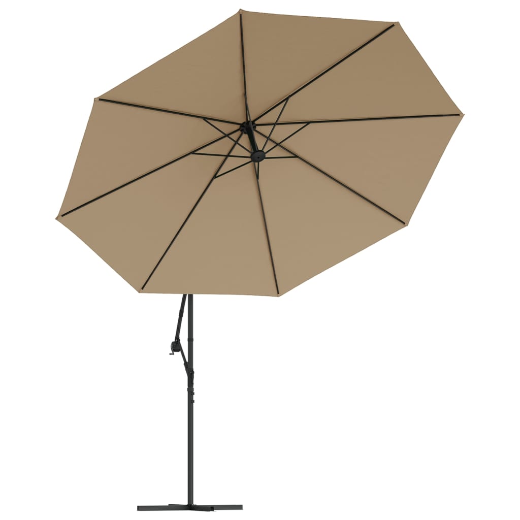 Zweefparasol met LED-verlichting en metalen paal 350 cm taupe is nu te koop bij PeponiXL, paradijselijk wonen!