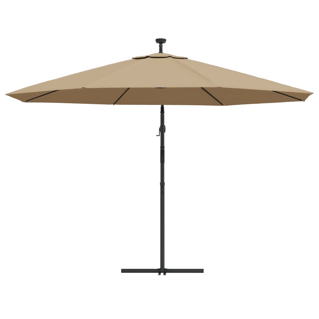 Zweefparasol met LED-verlichting en metalen paal 350 cm taupe is nu te koop bij PeponiXL, paradijselijk wonen!