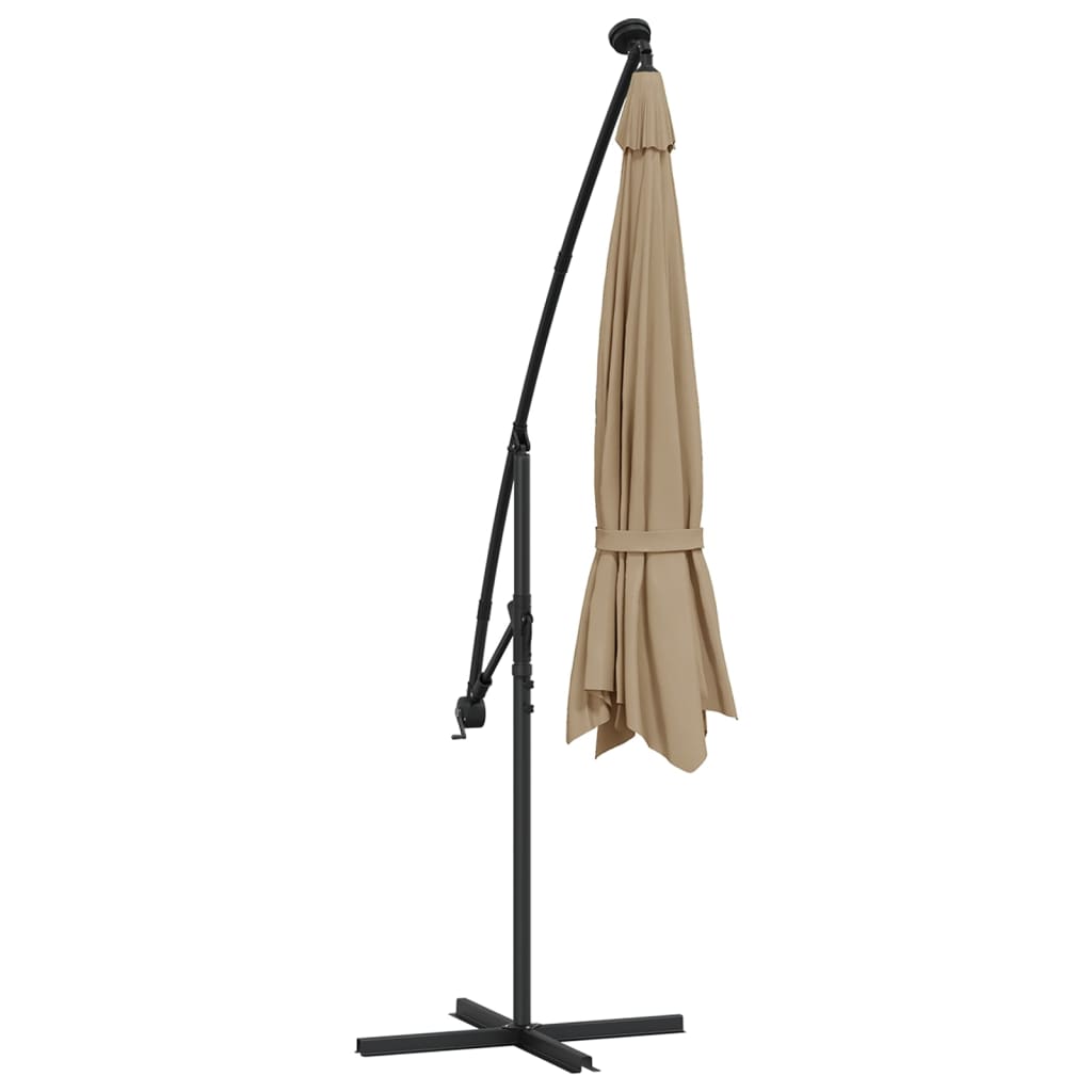 Zweefparasol met LED-verlichting en metalen paal 350 cm taupe is nu te koop bij PeponiXL, paradijselijk wonen!