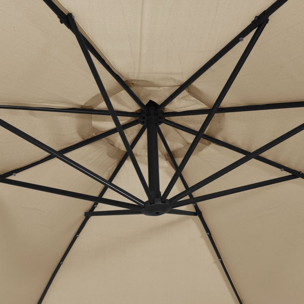 Zweefparasol met LED-verlichting en metalen paal 350 cm taupe is nu te koop bij PeponiXL, paradijselijk wonen!